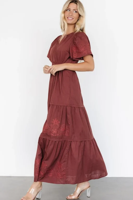 Kennedy Embroidered Maxi Dress | Marsala
