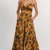 Khloe Wide Leg Jumpsuit | Gold Multi