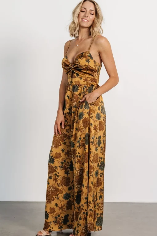 Khloe Wide Leg Jumpsuit | Gold Multi