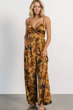 Khloe Wide Leg Jumpsuit | Gold Multi