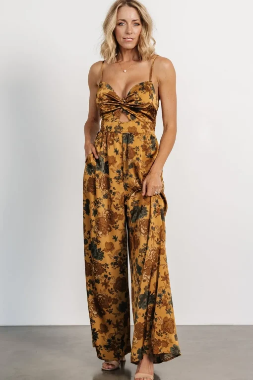 Khloe Wide Leg Jumpsuit | Gold Multi
