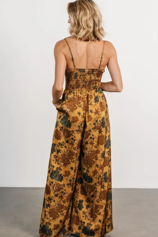 Khloe Wide Leg Jumpsuit | Gold Multi