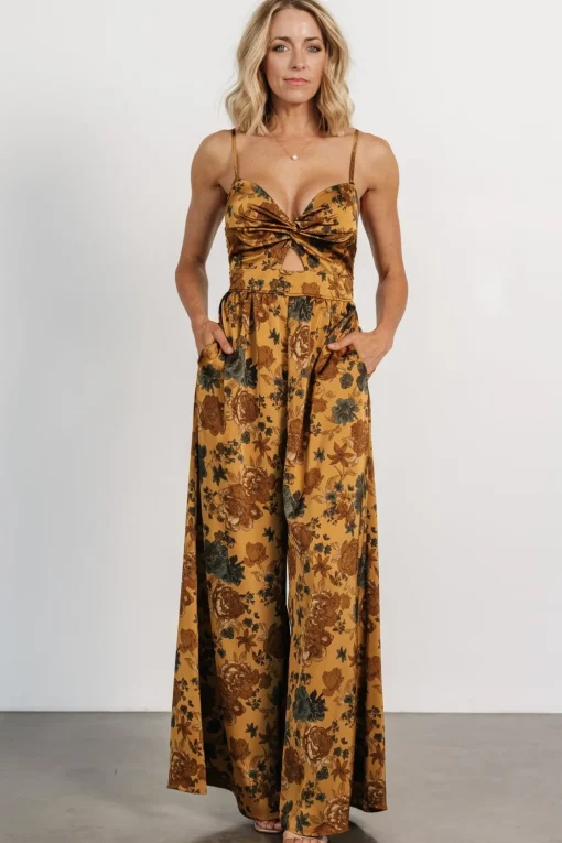 Khloe Wide Leg Jumpsuit | Gold Multi