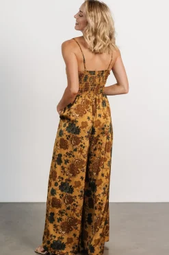 Khloe Wide Leg Jumpsuit | Gold Multi