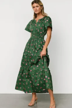 Kiana Poplin Maxi Dress | Green + Pink
