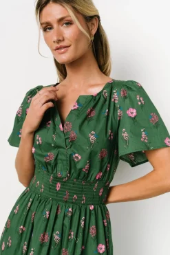 Kiana Poplin Maxi Dress | Green + Pink