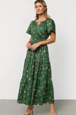 Kiana Poplin Maxi Dress | Green + Pink