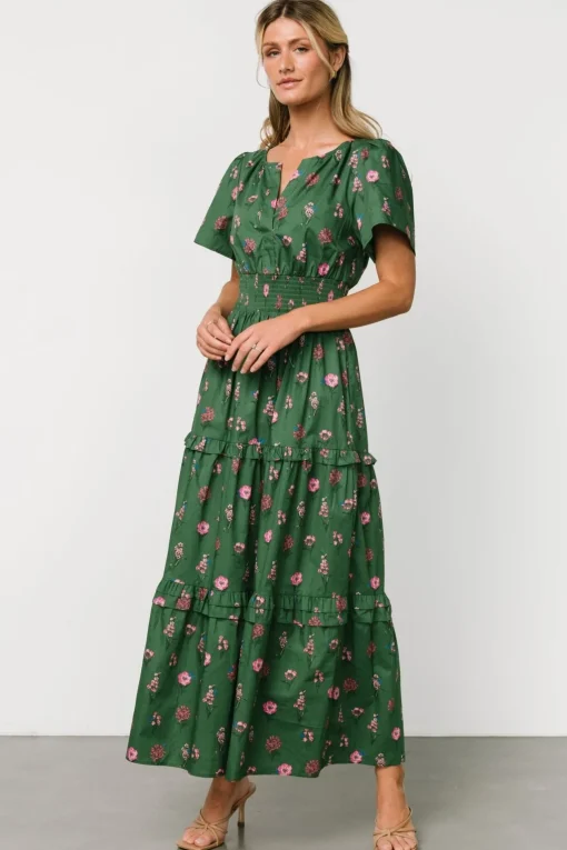 Kiana Poplin Maxi Dress | Green + Pink