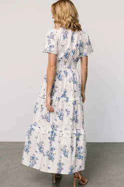 Kiana Poplin Maxi Dress | Off White + Blue