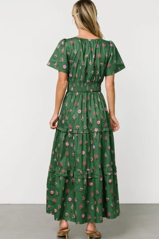 Kiana Poplin Maxi Dress | Green + Pink