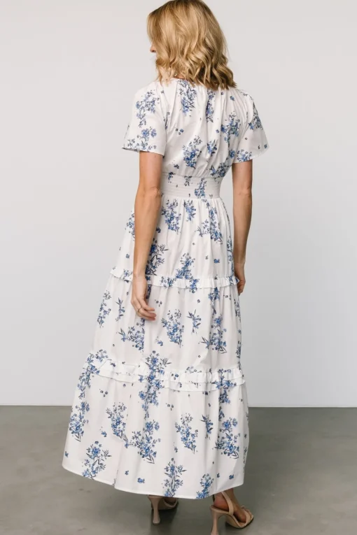 Kiana Poplin Maxi Dress | Off White + Blue