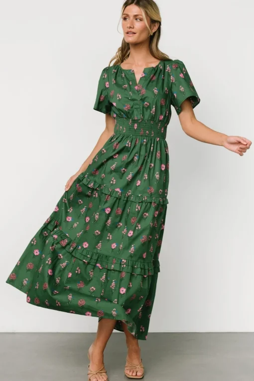 Kiana Poplin Maxi Dress | Green + Pink