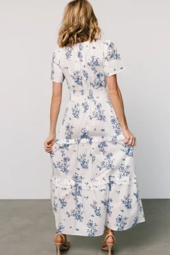 Kiana Poplin Maxi Dress | Off White + Blue