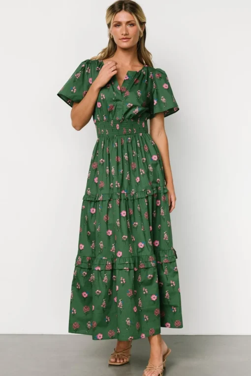 Kiana Poplin Maxi Dress | Green + Pink