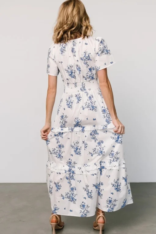 Kiana Poplin Maxi Dress | Off White + Blue