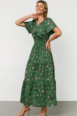 Kiana Poplin Maxi Dress | Green + Pink