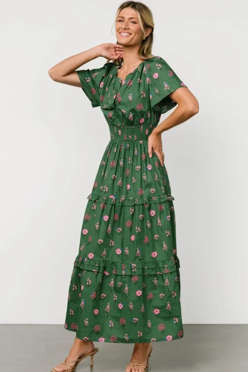 Kiana Poplin Maxi Dress | Green + Pink