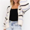 Kimmy Chunky Knit Cardigan | Cream + Lilac