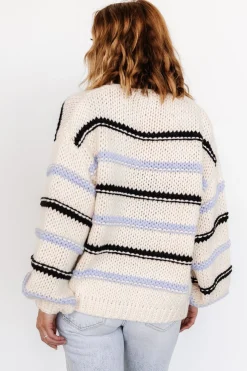 Kimmy Chunky Knit Cardigan | Cream + Lilac