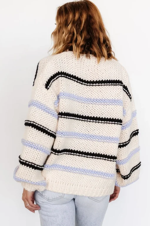 Kimmy Chunky Knit Cardigan | Cream + Lilac