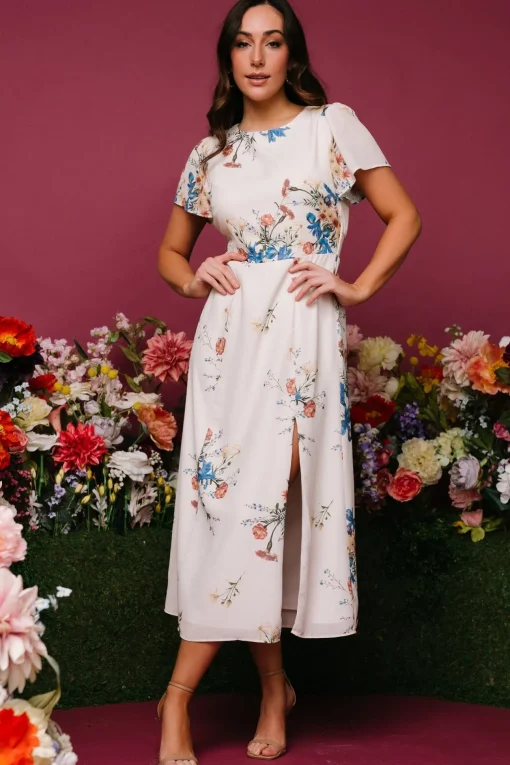 Kirsten Midi Dress | Cream Floral