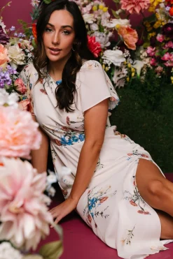 Kirsten Midi Dress | Cream Floral