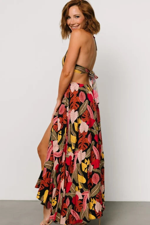 Kota Halter Maxi Dress | Navy Multi Print