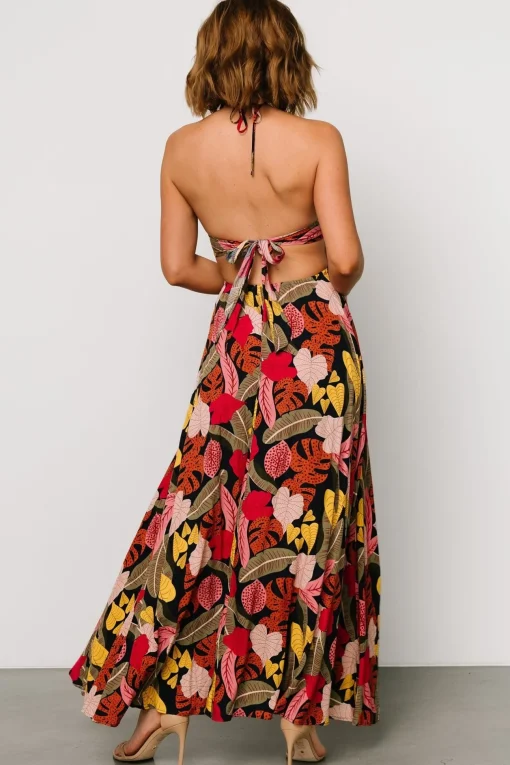 Kota Halter Maxi Dress | Navy Multi Print