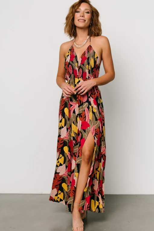 Kota Halter Maxi Dress | Navy Multi Print