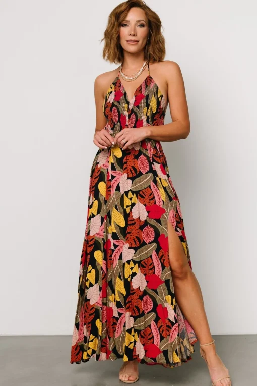 Kota Halter Maxi Dress | Navy Multi Print