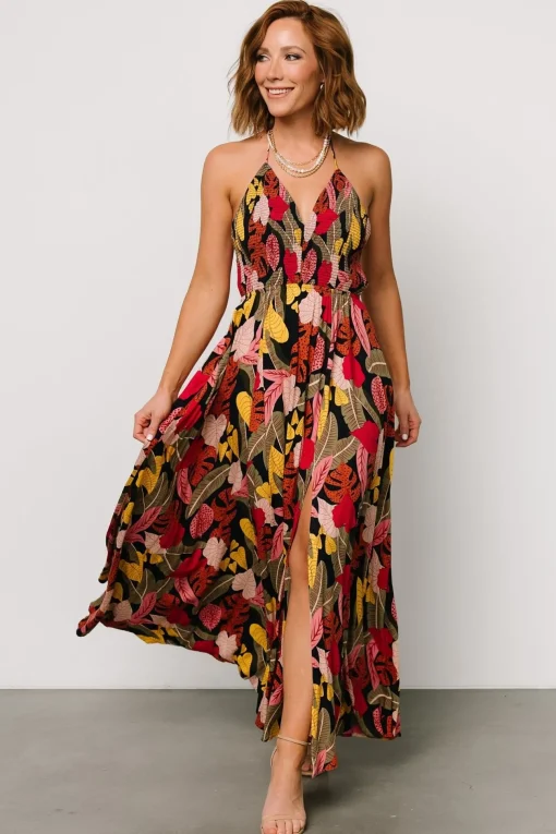 Kota Halter Maxi Dress | Navy Multi Print