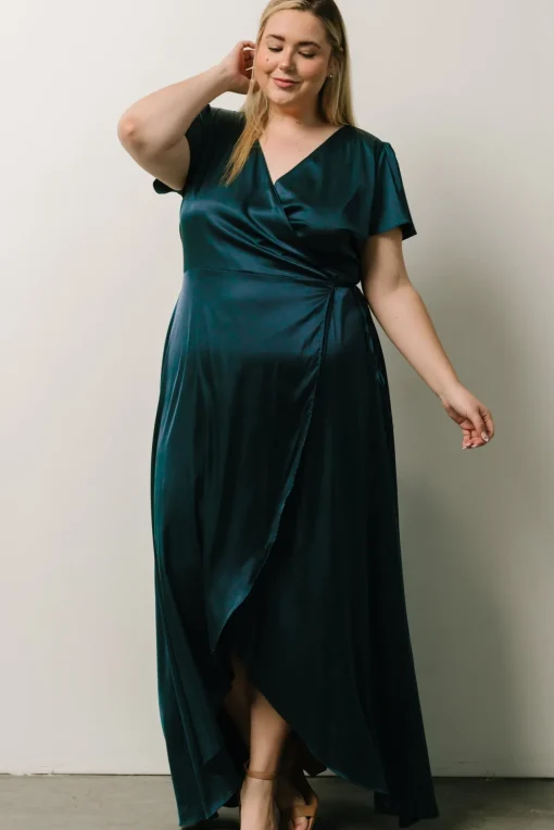 Krystal Satin Wrap Gown | Deep Blue