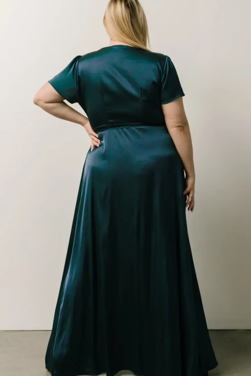 Krystal Satin Wrap Gown | Deep Blue