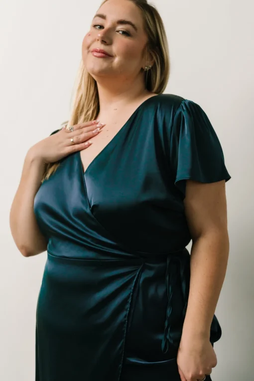 Krystal Satin Wrap Gown | Deep Blue