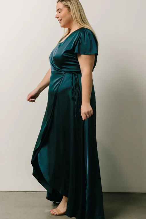 Krystal Satin Wrap Gown | Deep Blue