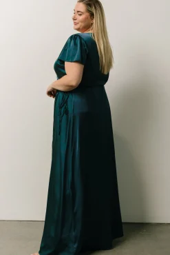 Krystal Satin Wrap Gown | Deep Blue