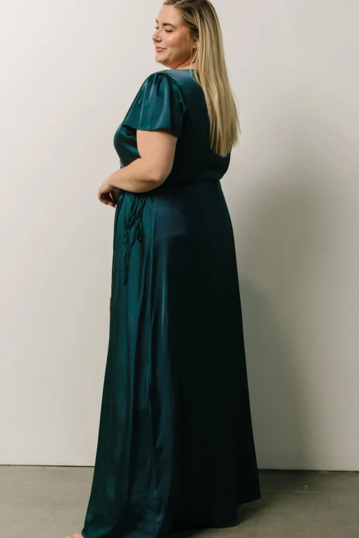 Krystal Satin Wrap Gown | Deep Blue