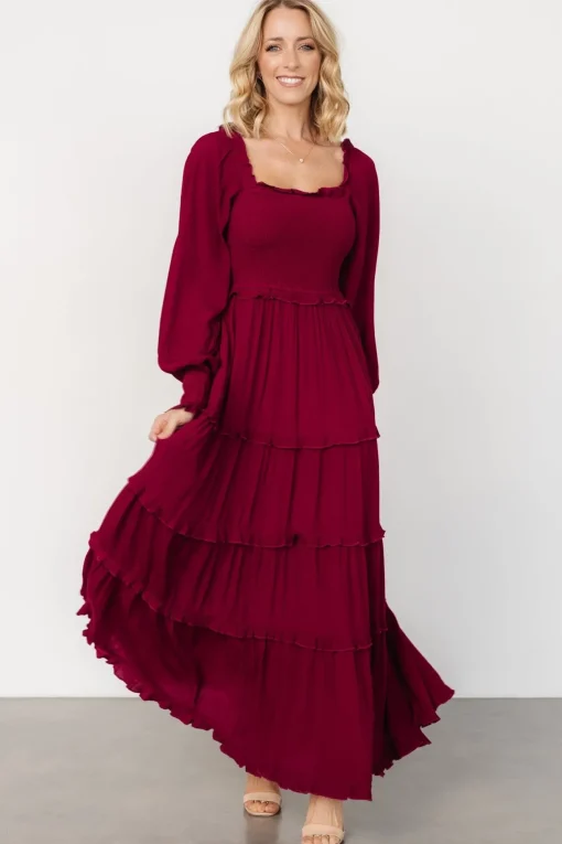 Lana Smocked Maxi Dress | Merlot