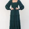 Lana Smocked Maxi Dress | Dark Green