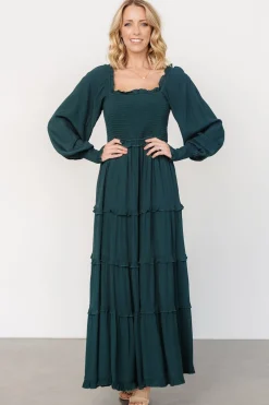 Lana Smocked Maxi Dress | Dark Green