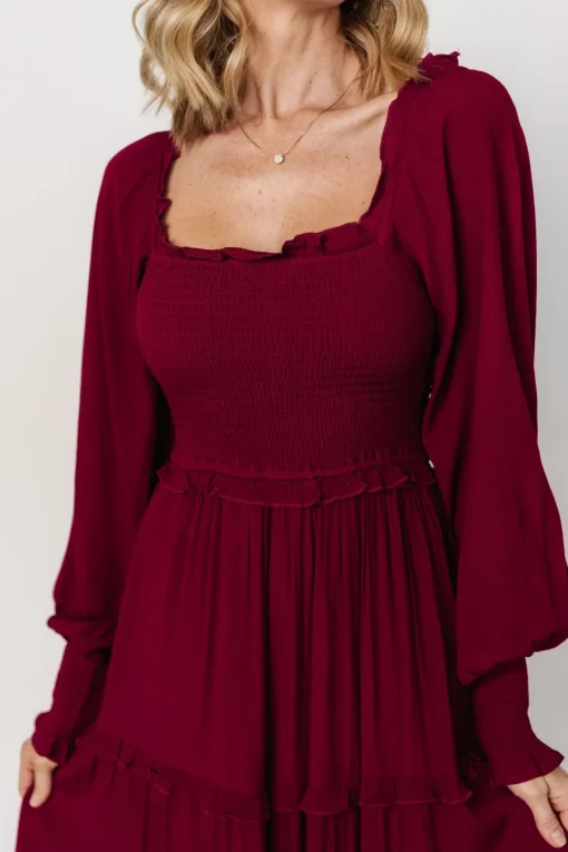 Lana Smocked Maxi Dress | Merlot