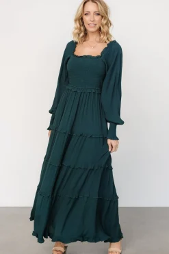 Lana Smocked Maxi Dress | Dark Green