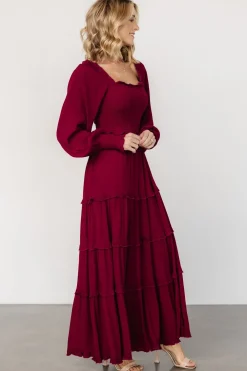 Lana Smocked Maxi Dress | Merlot