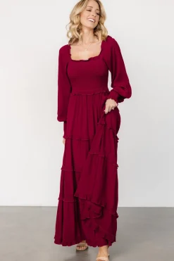 Lana Smocked Maxi Dress | Merlot