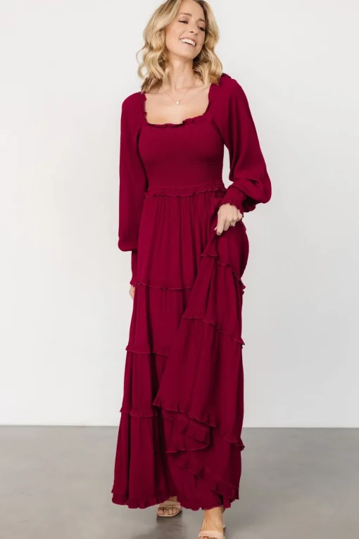 Lana Smocked Maxi Dress | Merlot
