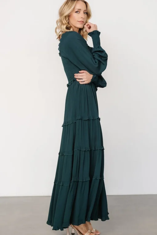 Lana Smocked Maxi Dress | Dark Green