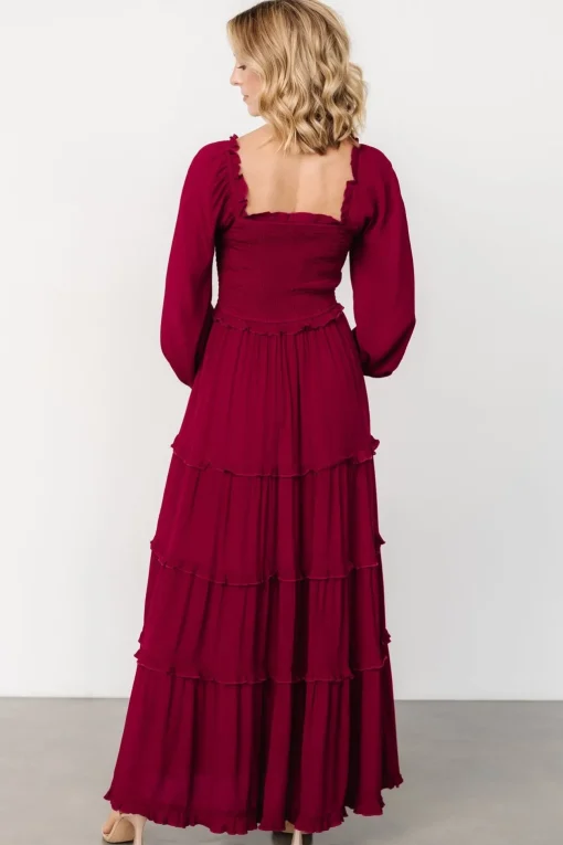 Lana Smocked Maxi Dress | Merlot