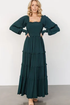 Lana Smocked Maxi Dress | Dark Green