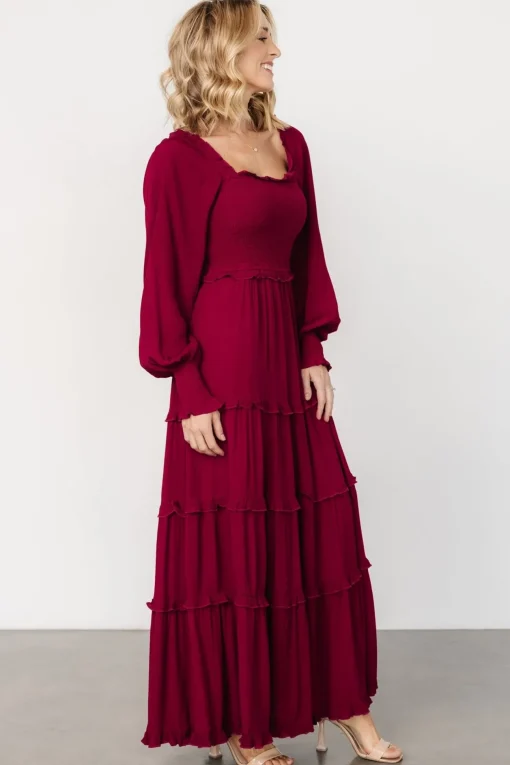 Lana Smocked Maxi Dress | Merlot