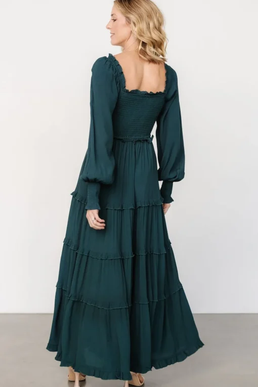 Lana Smocked Maxi Dress | Dark Green
